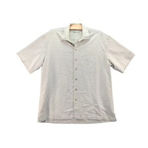 Mens Batik Bay Short Sleeve Button Up Shirt Size L Gray 24W 30L